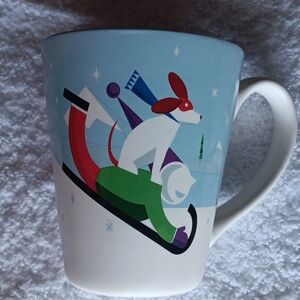 Starbucks Holiday Dog & Boy On Sled Coffee Mug
